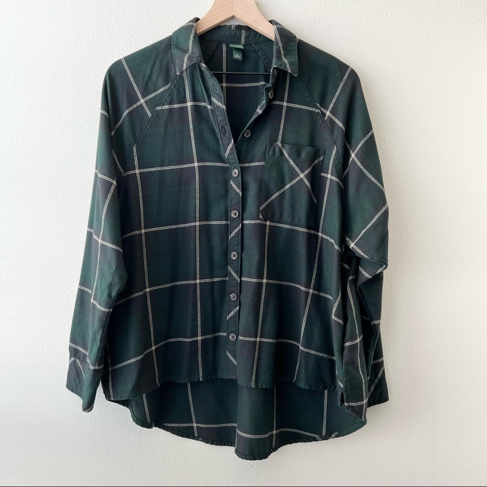 Wild Fable Oversized Hi-Lo Flowy Flannel Button Up Shirt